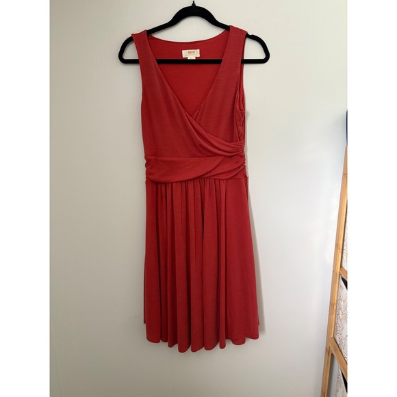 Maeve Nora Textured Sleeveless Dress in Rust Anthropologie V Neck Wrap Midi Sz S - Picture 2 of 10